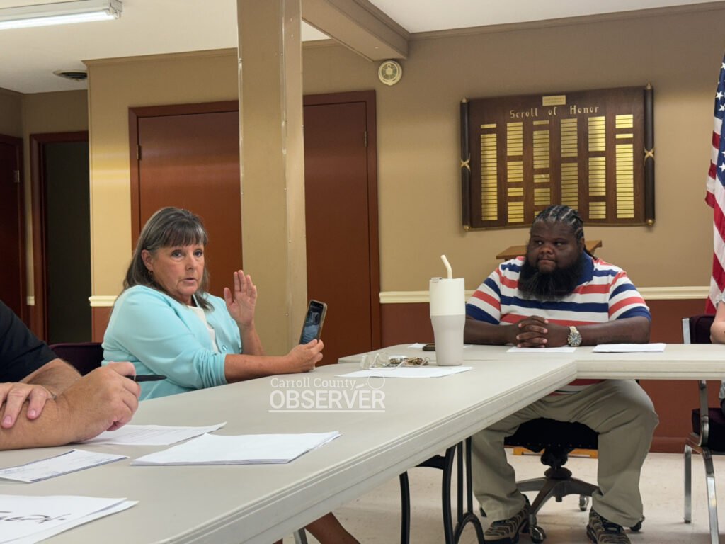 Atwood Clerk Rita Galloway participates in the Atwood, Tennessee Board of Mayor and Aldermen meeting, discussing City Hall hours. Carroll County government news. Photo by Jesse Joseph/ Carroll County Observer