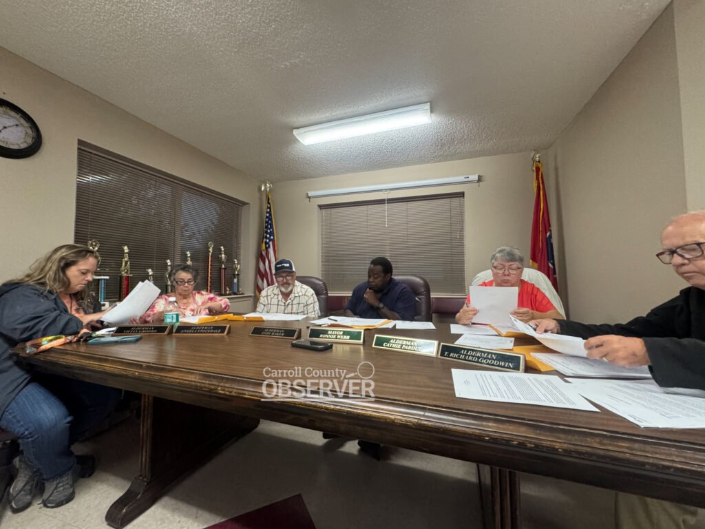 Hollow Rock Board of Mayor and Aldermen meet on August 19, 2025, in Hollow Rock, Tennessee, to discuss town business. Officials passed another continuing resolution as the town remains without a finalized budget. Photo by Jesse Joseph/Carroll County Observer.