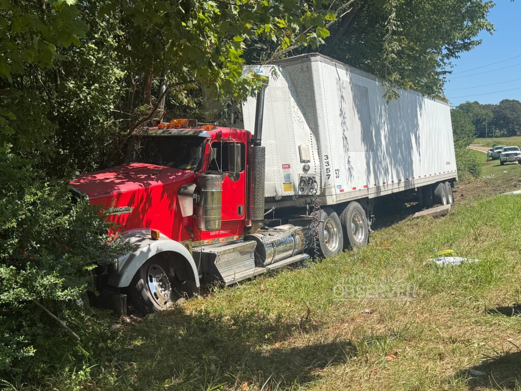 Kenworth semi-truck involved in a fatal crash on U.S. Highway 70 between Huntingdon and Hollow Rock in Carroll County, Tennessee. Photo by Jesse Joseph/Carroll County Observer.