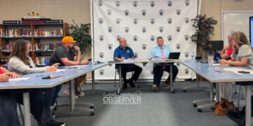 Hollow Rock–Bruceton Special School District board members during their August 11, 2025 meeting. Photo by Jesse Joseph/Carroll County Observer