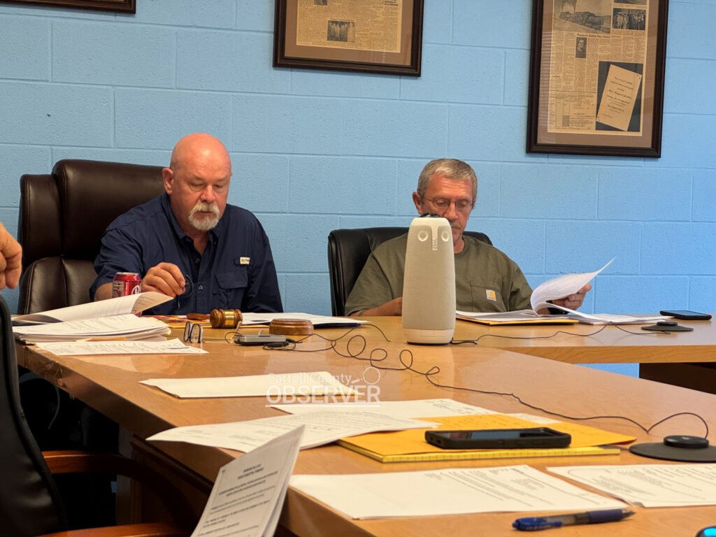 Bruceton Mayor Robert T. Keeton III addresses the town’s new $1.70 property tax rate at the August Board of Aldermen meeting in Bruceton, Tennessee. Photo by Jesse Joseph/Carroll County Observer