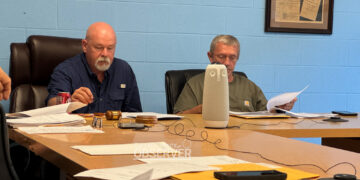 Bruceton Mayor Robert T. Keeton III addresses the town’s new $1.70 property tax rate at the August Board of Aldermen meeting in Bruceton, Tennessee. Photo by Jesse Joseph/Carroll County Observer