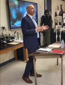 U.S. Secret Service Special Agent Charles Pankenier giving a presentation to students at Carroll County Technical Center. Photo courtesy Carroll County Technical Center / Carroll County Observer.
