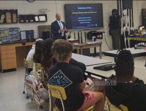 Special Agent Charles Pankenier presenting an “Overview of the United States Secret Service” to CCTC students. Photo courtesy Carroll County Technical Center / Carroll County Observer.