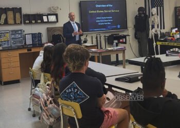 Special Agent Charles Pankenier presenting an “Overview of the United States Secret Service” to CCTC students. Photo courtesy Carroll County Technical Center / Carroll County Observer.
