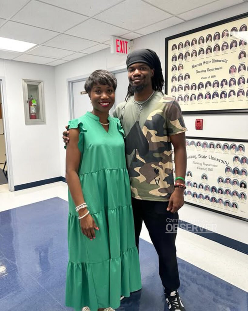 Dr. Lakeshia Yarbrough pictured with her son Jaylon at Murray State University, marking her first day as Assistant Professor of Nursing and his first day as a senior psychology major. Carroll County News.