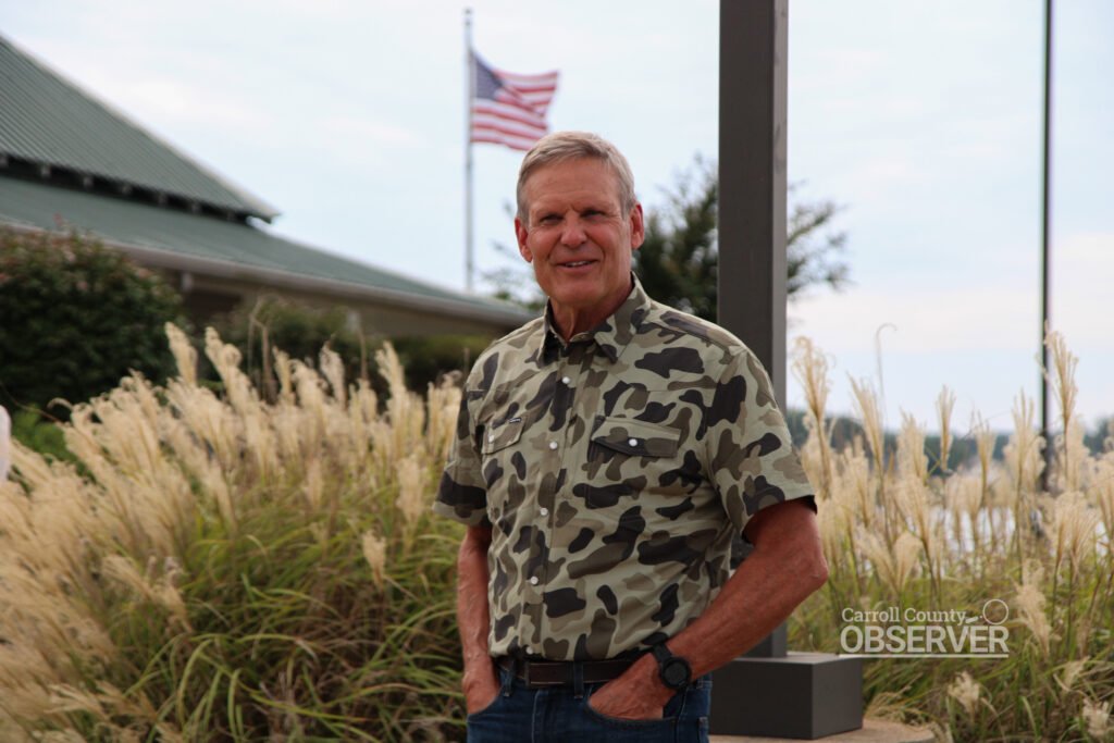 Tennessee Governor Bill Lee speaks at his visit to the 1,000 Acre Lake Wednesday, September 3. Photo by Jesse Joseph/ Carroll County Observer