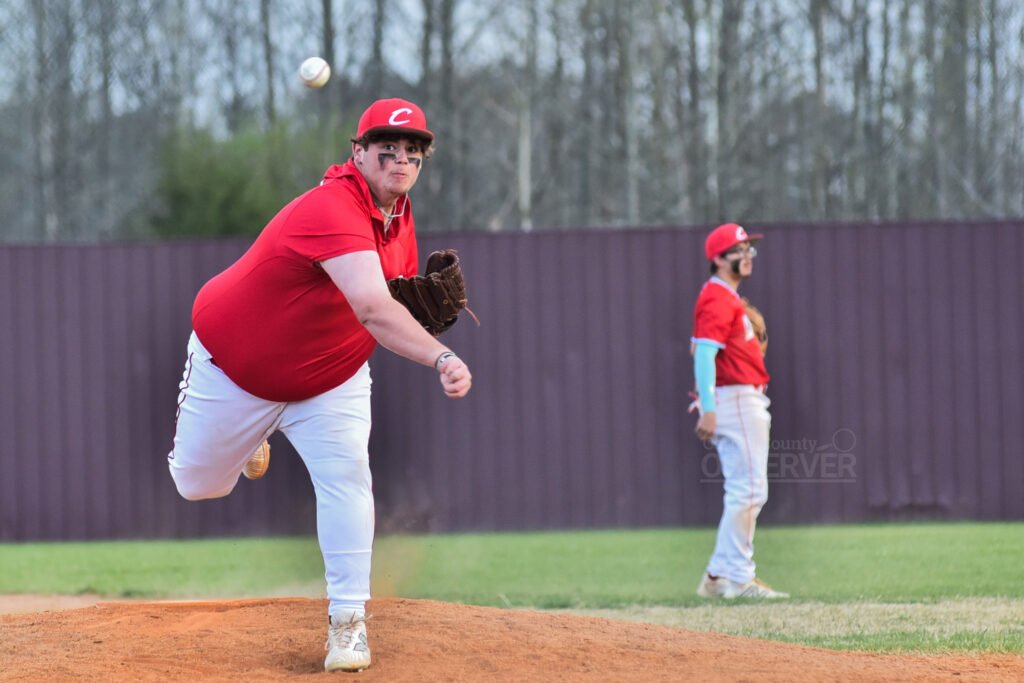 Clarksburg pitcher Greysen Jones delivers a pitch against West Carroll.