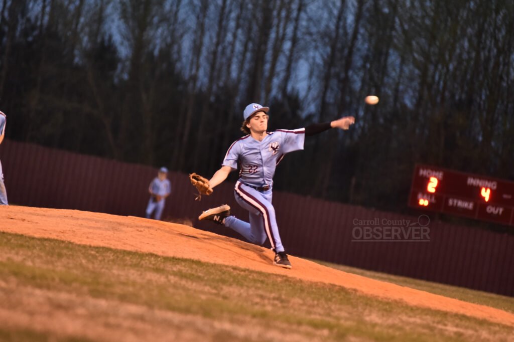 West Carroll's R.Q. Thompson pitches during a baseball game against Clarksburg.