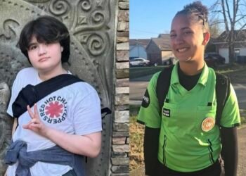 Side-by-side photos of Zoe Davis, wearing a Red Hot Chili Peppers t-shirt, and Arianna Pearson, wearing a green athletic jersey, the two Kenwood Middle School students killed in the Carroll County bus crash on March 27, 2026.