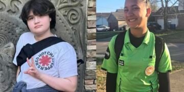 Side-by-side photos of Zoe Davis, wearing a Red Hot Chili Peppers t-shirt, and Arianna Pearson, wearing a green athletic jersey, the two Kenwood Middle School students killed in the Carroll County bus crash on March 27, 2026.