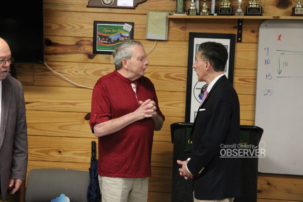 Carroll County Commissioner Cyril Ostiguy speaking with U.S. Rep. David Kustoff at the Carroll County Shooting Sports Park.