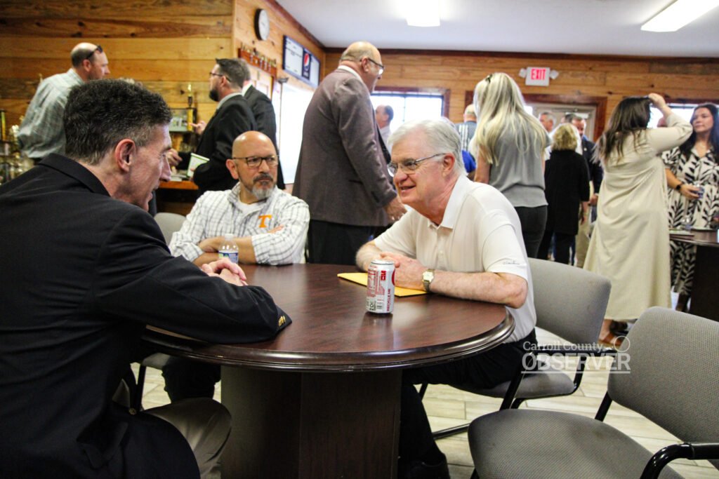 U.S. Rep. David Kustoff speaking with attendees after the Carroll County Chamber of Commerce's Good Friday event.