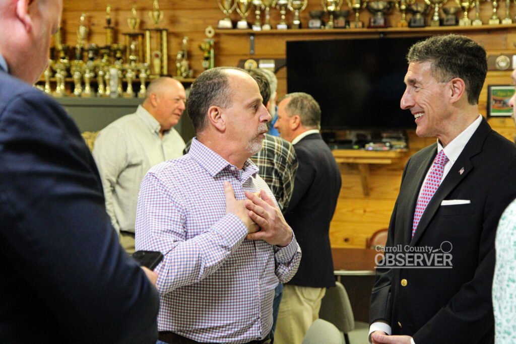 Carroll County Commissioner Jay Phipps speaking with U.S. Rep. David Kustoff at the Carroll County Shooting Sports Park.